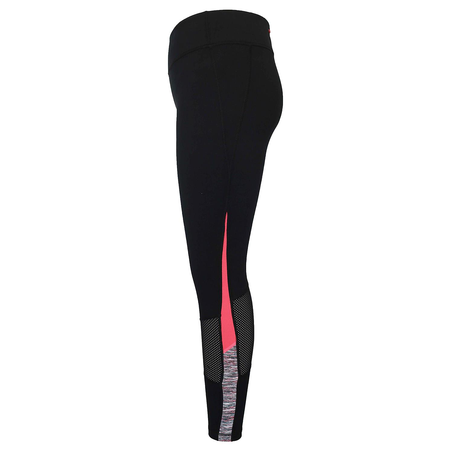 Tangerine Womens Athletic Capri Leggings in Black/CORAL, SIZE S