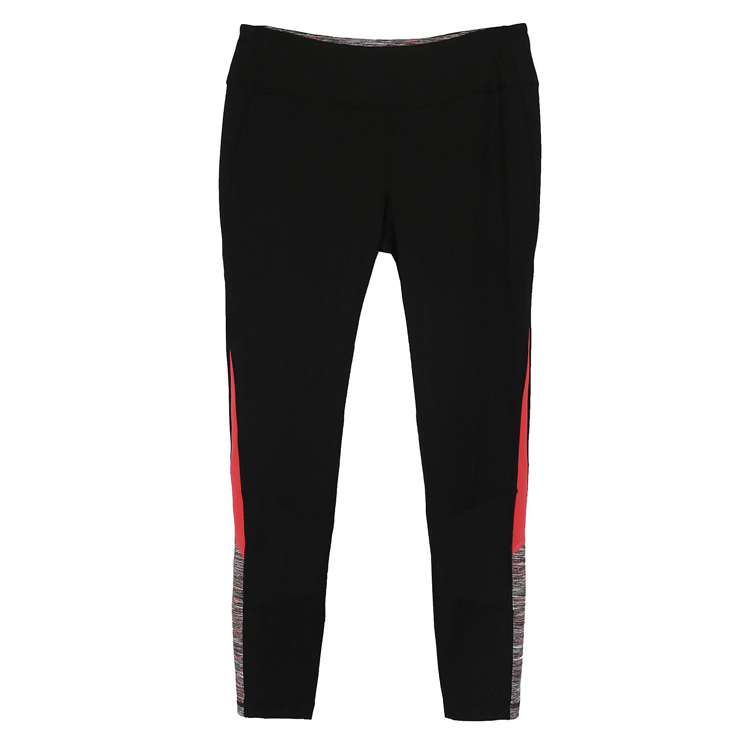 Tangerine Womens Athletic Capri Leggings in Black/CORAL, SIZE S