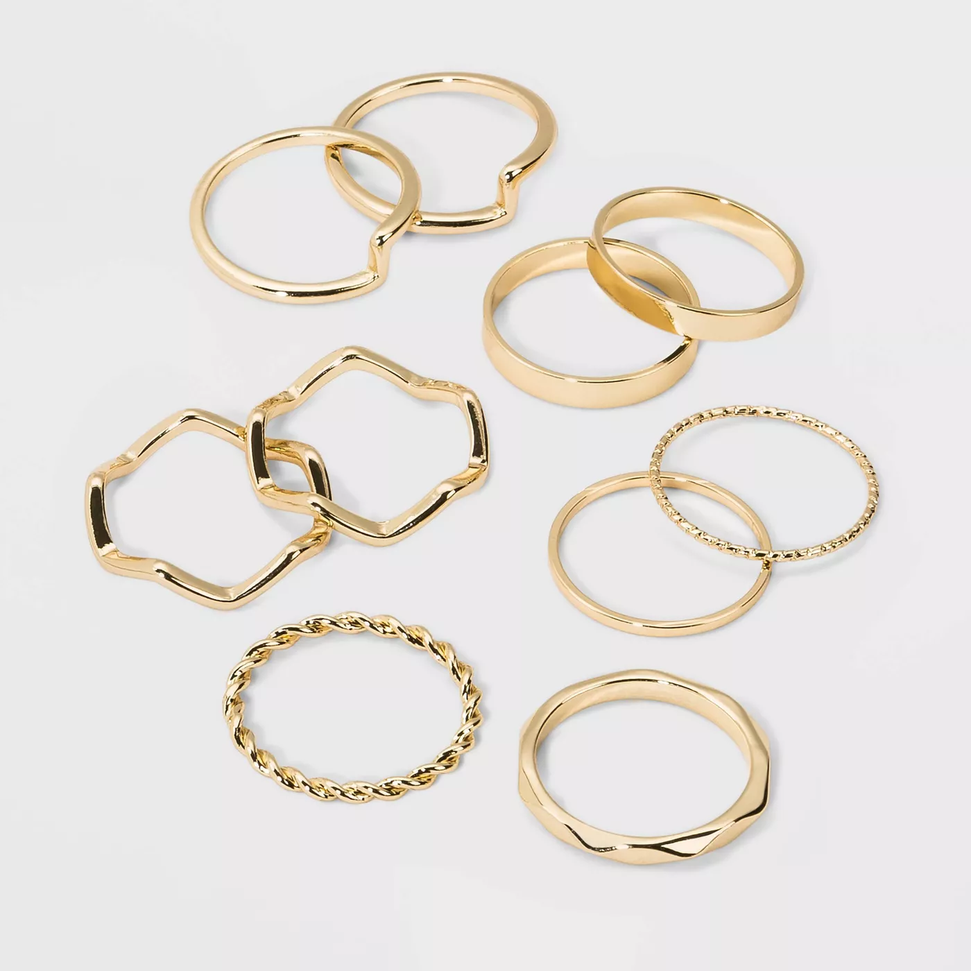 WILD FABLE Casted Metal Multi Ring Set 10pc Gold