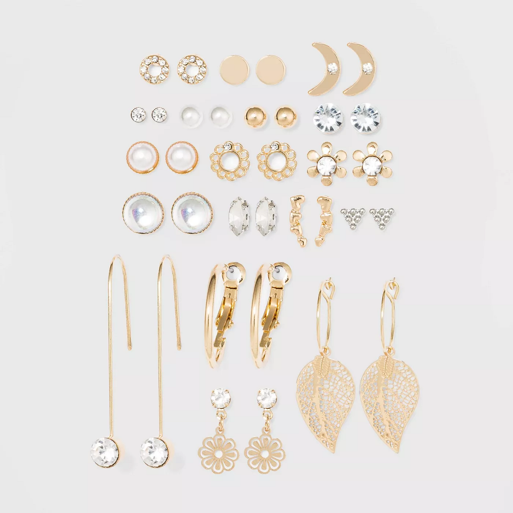 WILD FABLE Acrylic Stones Multi Hoops Earring Set 18pc