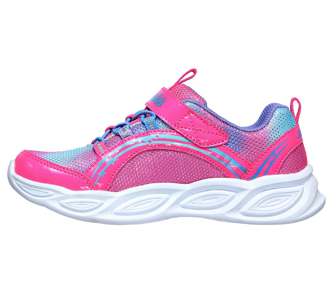 SKECHERS SLights Shimmer Beams Sneakers in Neon/Pink/Multi, 2