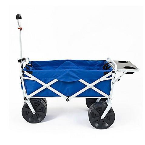 MAC SPORTS Collapsible Outdoor Utility Wagon with Folding Table In Blue White