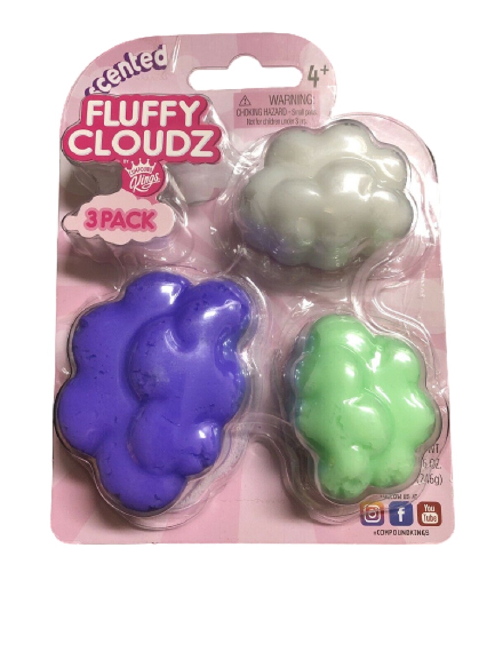 COMPOUND KINGS Scented Fluffy Cloudz Slime 3 Pack Super Soft & Stretchy