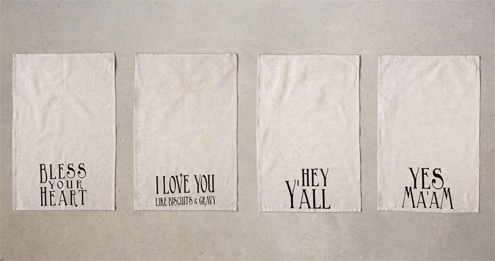 CREATIVECOOP 28inch L x 18inch W Tea Towel with Southern Saying, 4 Styles