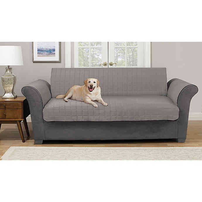 PAWSLIFE Reversible Plush Quilt Sofa Furniture Cover In Black/Grey