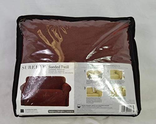 SURE FIT Sueded Twill Relaxed Fit Collection Loveseat Cover Sangria