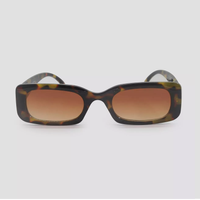 WILD FABLE Women's Rectangle Plastic Silhouette Sunglasses Brown