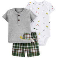 JUST ONE YOU MADE BY CARTER'S Baby Boys' Dino Plaid Top & Bottom Set In Grey Green, 6M