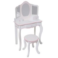Vanity Table with Stool Set In White