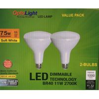 Pack of 2 BR40 LED 11W 2700K Soft White Light Bulbs 75 Watt