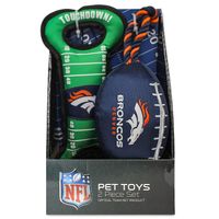 Pets First NFL Licensed Pet Toy, 2 pk, Denver Broncos