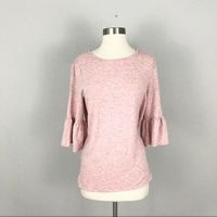 Adrianna Papell Women's Ruffle Sleeve Top In Heather Pink, XXL