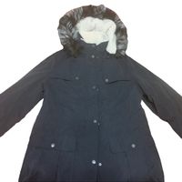 Sebby Collection Womens Faux Fur Hooded Quilted Jacket in Black, Size Medium