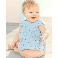 Carter's Baby Girl Striped Flower Sunsuit in Blue, Size 9m