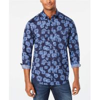 Club Room Men's Floral Graphic Shirt In Navy Blue, Medium