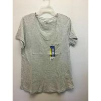 EDDIE BAUER WOMEN'S VNECK TSHIRT WITH CHEST POCKET, LIGHT HEATHER GREY, XL