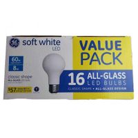 SOFT WHITE LED GE ALL GLASS BULBS 760 LUMEN CLASSIC SHAPE 33721 16 PACK
