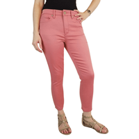 SEVEN7 SUPER SOFT ULTRA STRETCH COMFORT HIGH RISE ANKLE SKINNY CROP PANT PINK