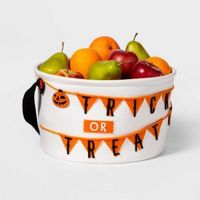 Hyde & EEK! Boutique Trick or Treat Halloween Fabric Candy Basket in White