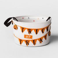Hyde & EEK! Boutique Trick or Treat Halloween Fabric Candy Basket in White