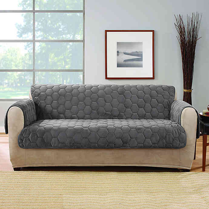 Sure Fit Silky Touch Loveseat Protector in Grey