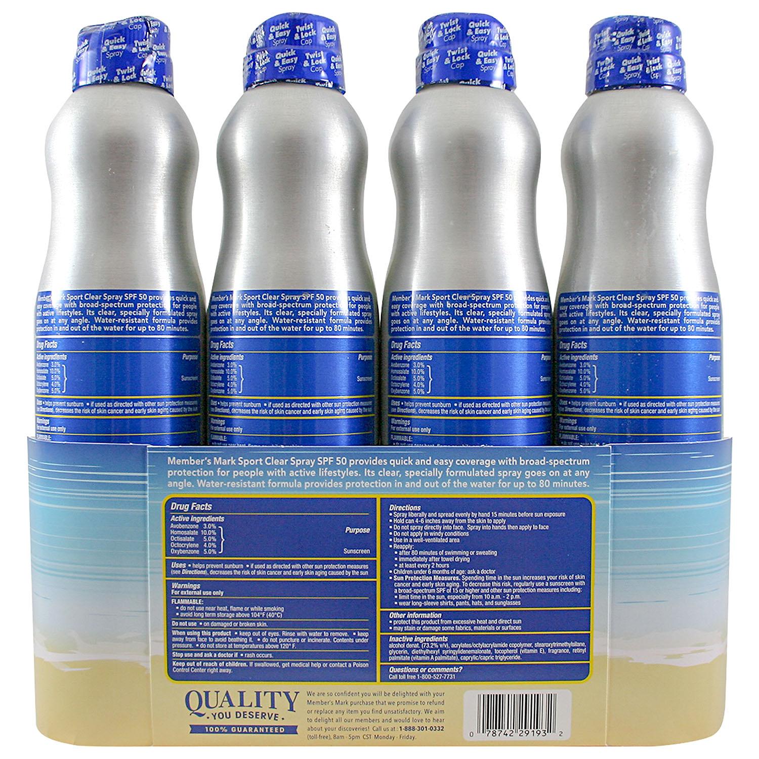 Member's Mark Sport SPF 50 Continuous Spray Sunscreen (9.1 oz, 4 pk.)