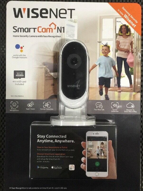 Wisenet SNHP6415BN SmartCam N1 1080p Full HD WiFi IP Camera with Face Recognition