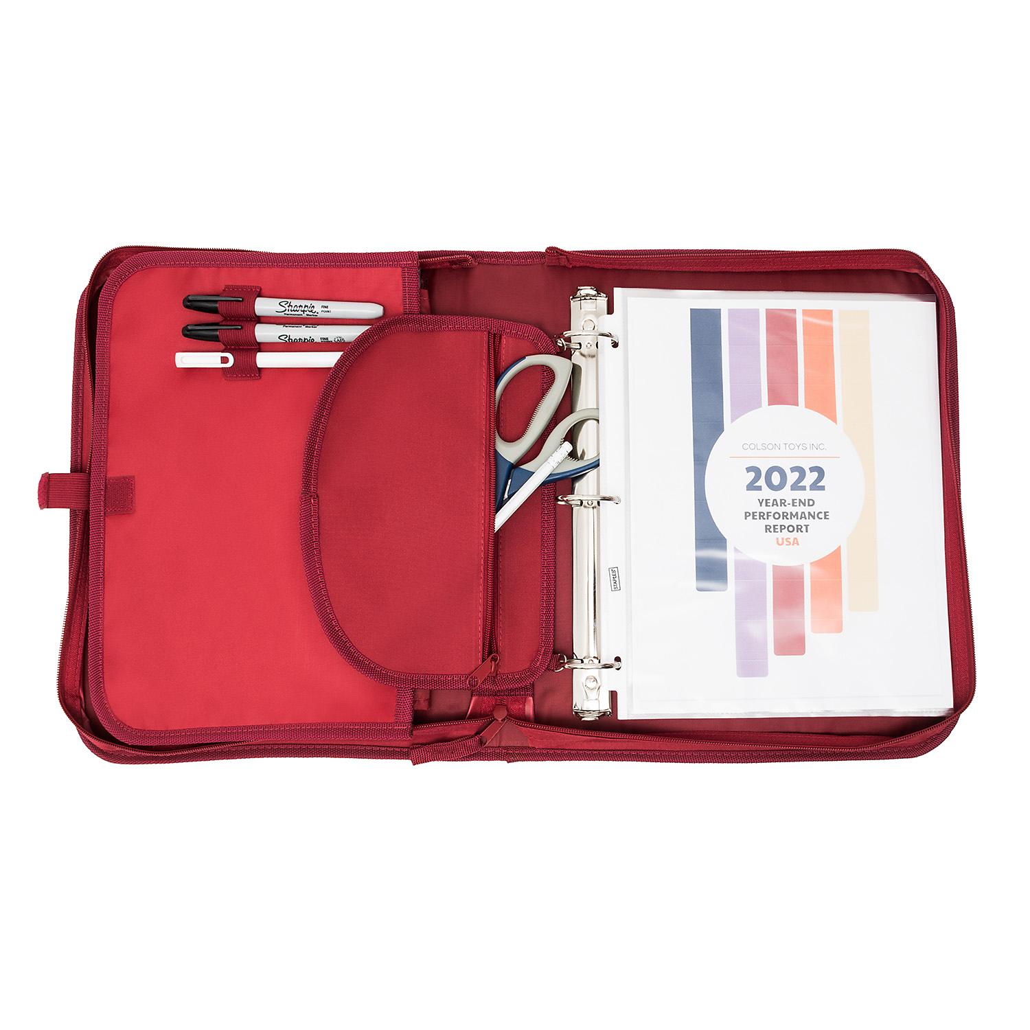 Travelway 3 Ring 1.5 inch Binder with Zipper in Red