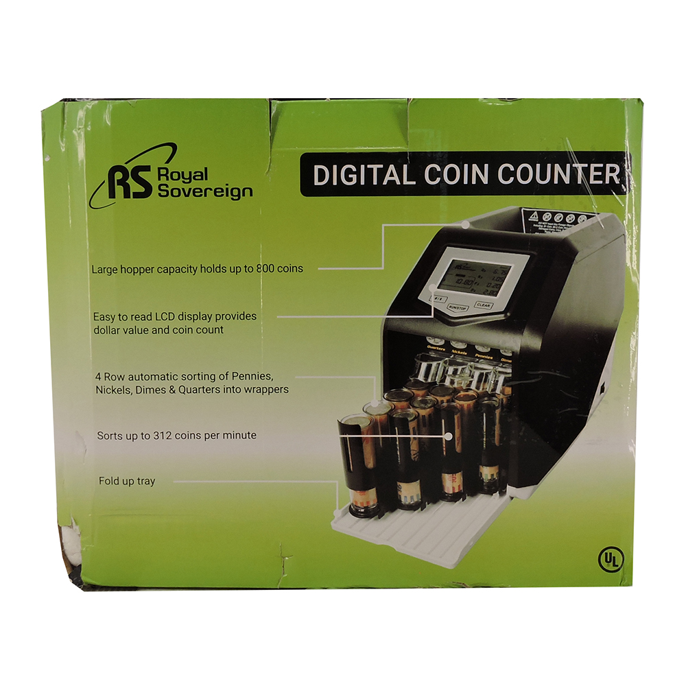 Royal Sovereign Digital 4 Row Electric Coin Sorter, Holds Up To 800 Coins
