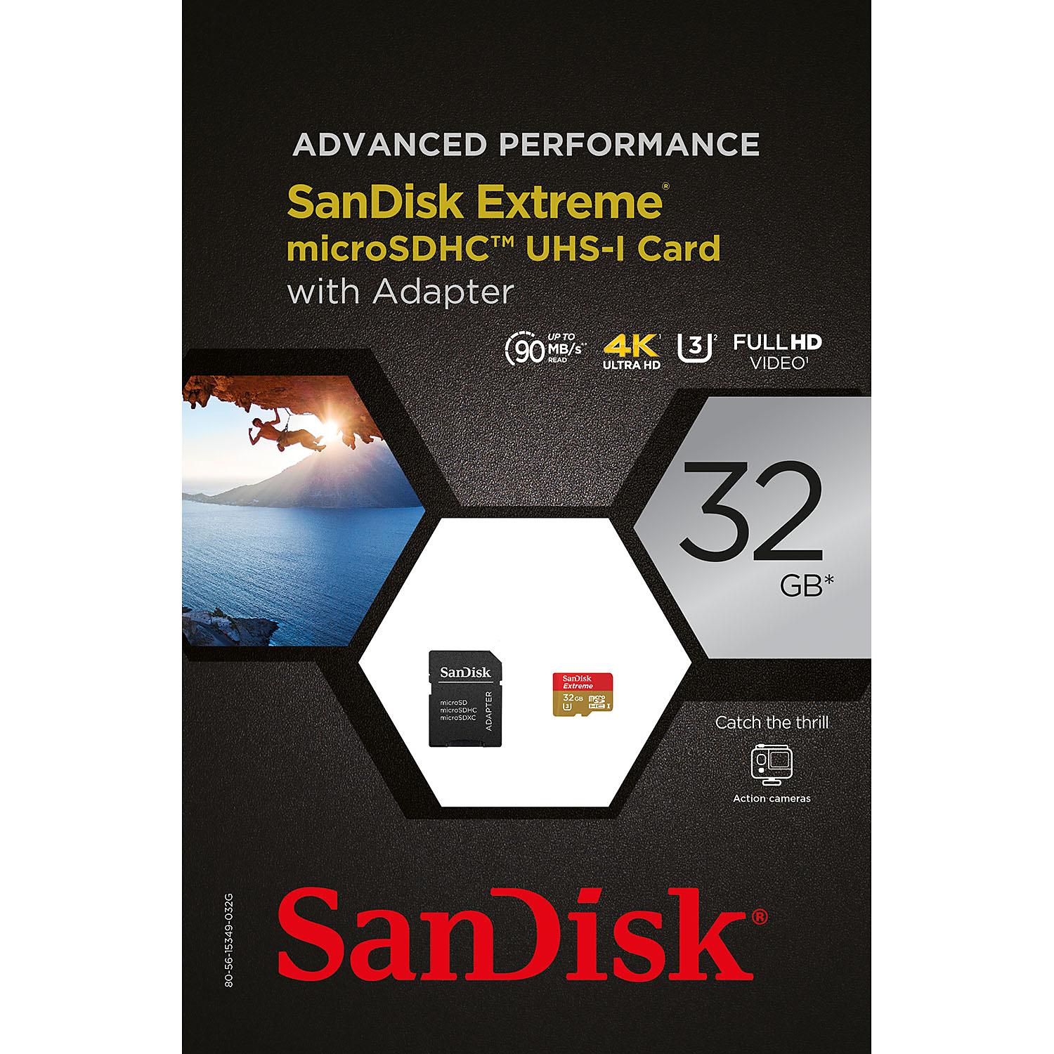 SanDisk Extreme 32GB microSDHC UHS1 Card with Adapter