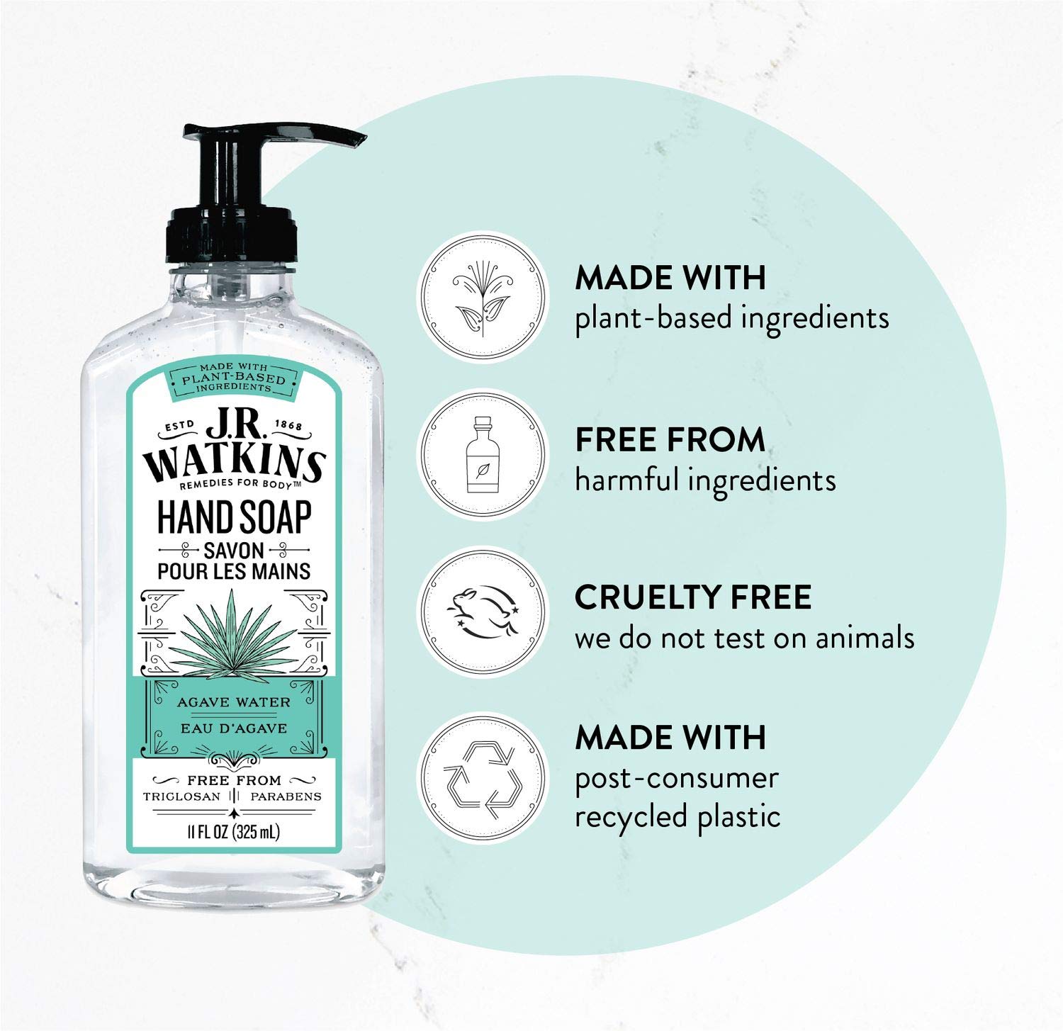 J.R. WATKINS Agave Water Foaming Hand Soap – 11 fl oz