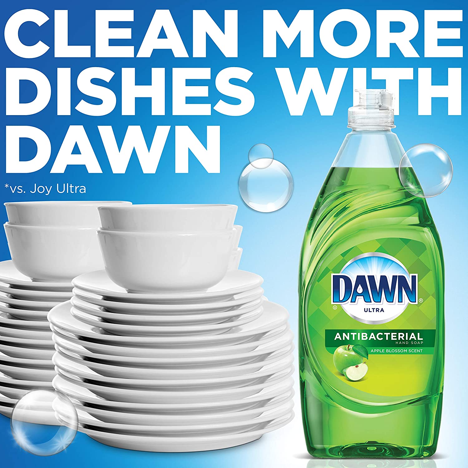 Dawn Ultra Antibacterial Hand Soap, Dishwashing Liquid Dish Soap, Apple Blossom Scent, 56 Oz