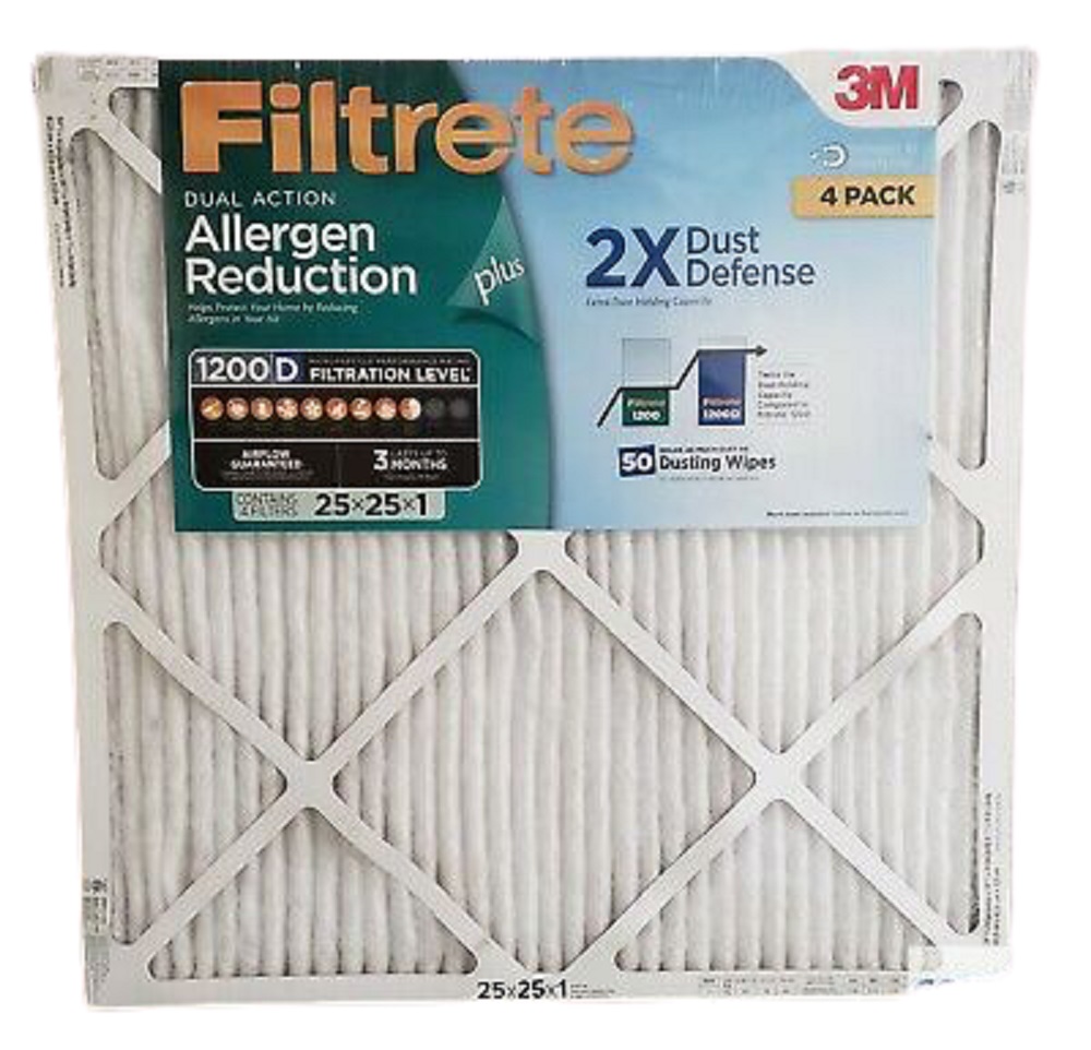 FILTRETE DualAction Micro Allergen Plus 2X Dust Defense Filter 25x25x1 (4 Pk.)