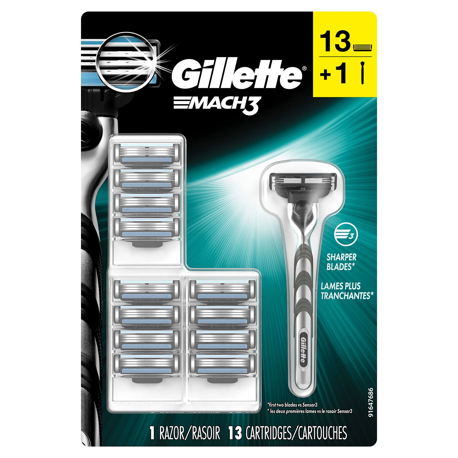 GILLETTE Mach3 Men's Razor, Handle + 13 Blade Refills