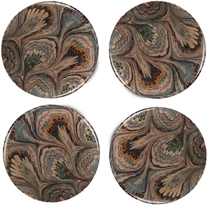 THOMAS PAUL Wilde Melamine Dinner Plate In Black Multi Set of 4