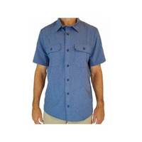 GERRY Men’s Short Sleeve Woven Shirt In Heather Denim M