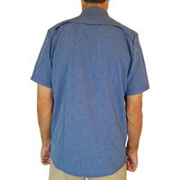 GERRY Men’s Short Sleeve Woven Shirt In Heather Denim M