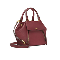 TORY BURCH Half Moon Leather Satchel In Claret