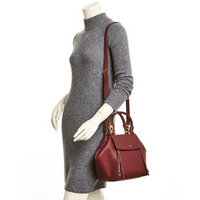 TORY BURCH Half Moon Leather Satchel In Claret