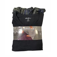 EDDIE BAUER Men's 2Piece Sleep Set in Black/Olive Indigo, Large