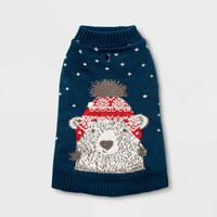 WONDERSHOP Polar Bear Holiday Dog and Cat Sweater in Blue, XLarge