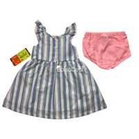 PENELOPE MACK Girl 2 Piece Dress Bloomers Outfit In Blue, 18M