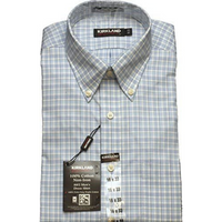 KIRKLAND SIGNATURE 100% Extra Long Staple Cotton Long Sleeve Dress Shirts In Blue Stripe, 16 1/2 33