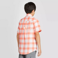 CAT & JACK Boys' Short Sleeve ButtonDown Shirt in Orange/White, Medium (8/10)