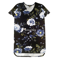 CHRISTIAN SIRIANO Short Sleeve Printed Dress in Black Floral, Large