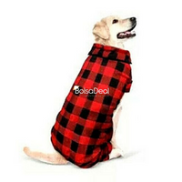 WONDERSHOP Holiday Buffalo Check Flannel Dog Matching Family Pajamas Red , L