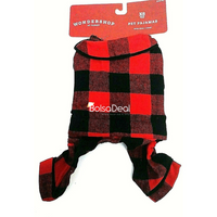 WONDERSHOP Holiday Buffalo Check Flannel Dog Matching Family Pajamas Red , XS