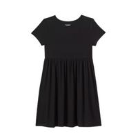 WILD FABLE Women's Short Sleeve Waffle Knit Babydoll Dress In Black, S