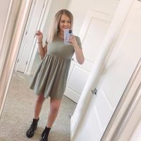 WILD FABLE Women's Short Sleeve Waffle Knit Babydoll Dress In Olive, XS
