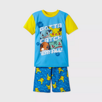 POKEMON Boys' 'Gotta Catch 'Em All!' 2pc Pajama Set Blue/Yellow, Medium
